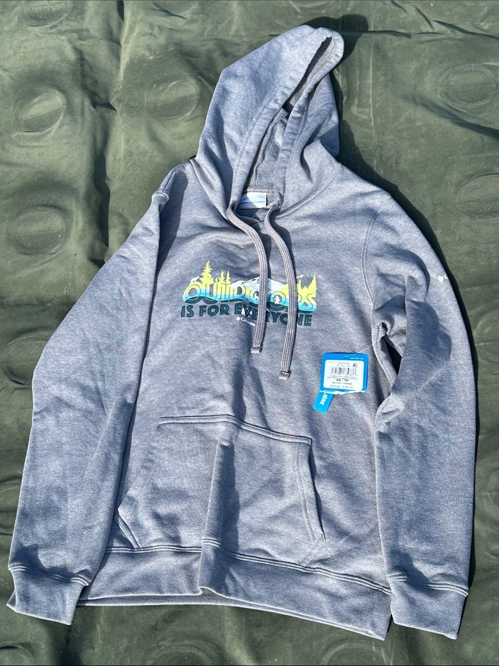 Columbia Blue Heather Crewneck Hoodie with Outdoor Chest Graphic